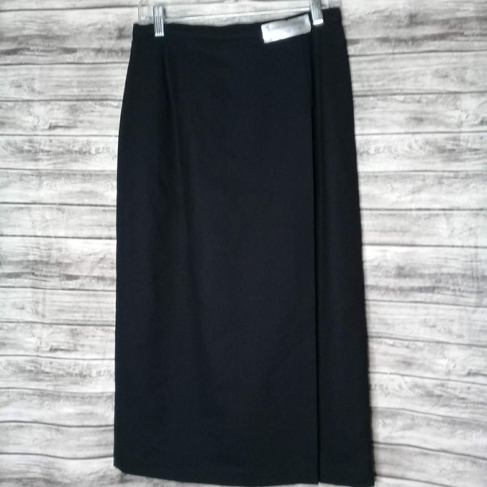 Vintage Amanda Smith Petites Black Wool Pencil Skirt 100% Wool NOS Sz 8